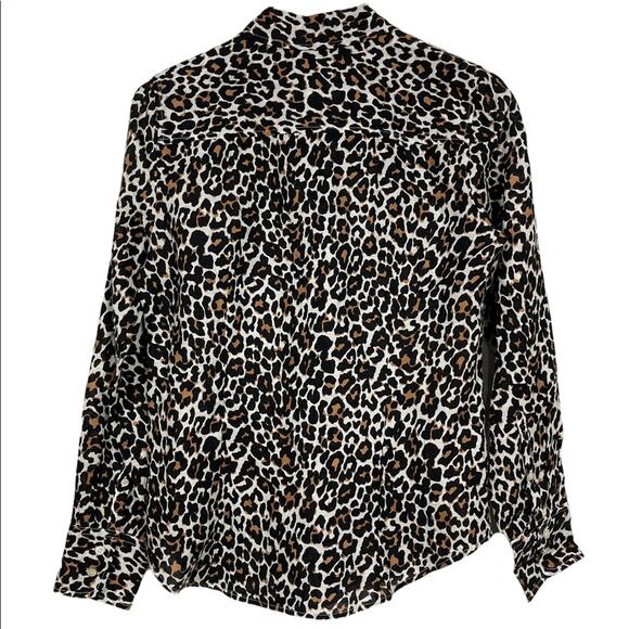 J. Crew Linen Blend Leopard Print Button Front Top Size Small - Picture 6 of 9